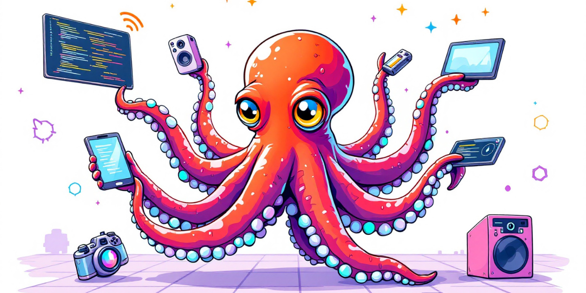 an octopus multitasking coder