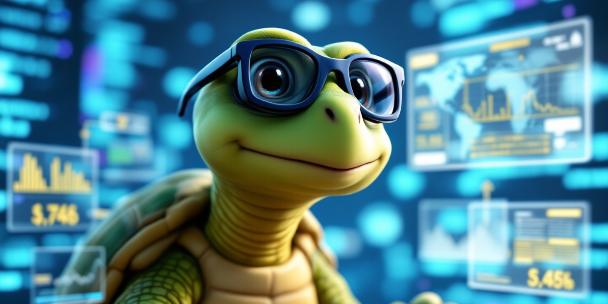 A wise tortoise in a smart glasses, methodically organizing syllabus data on hovering educational displays